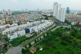 Blick von oben über vitnamesische Siedlung